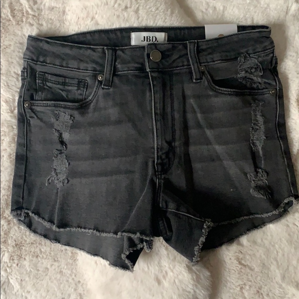NWT JBD HIGH RISE CHARCOAL DENIM SHORTS